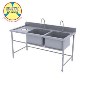 Chậu rửa đôi có lỗ xả rác