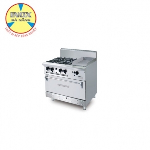 Bếp Âu 4 họng có lò nướng, có rán phẳng dùng gas